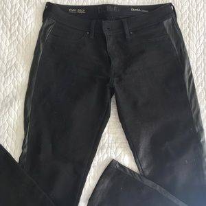 DL1961 Emma Black a Leather Tuxedo Jeans